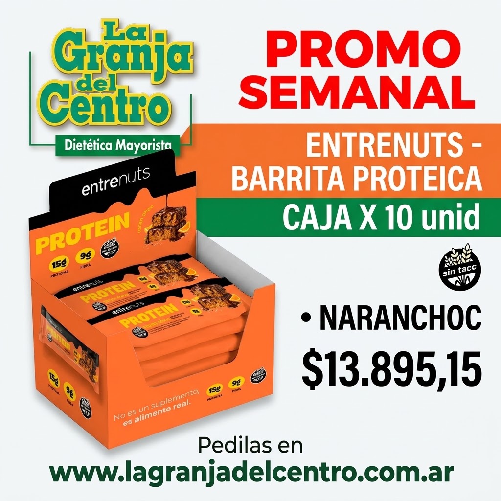 Ofertas y Promociones ENTRENUTS - BARRITA PROTEICA NARANCHOC X 10 U sin tacc promo semanal